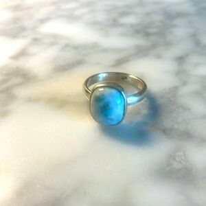 Larimar gemstone ring 925 sterling silver in size 7